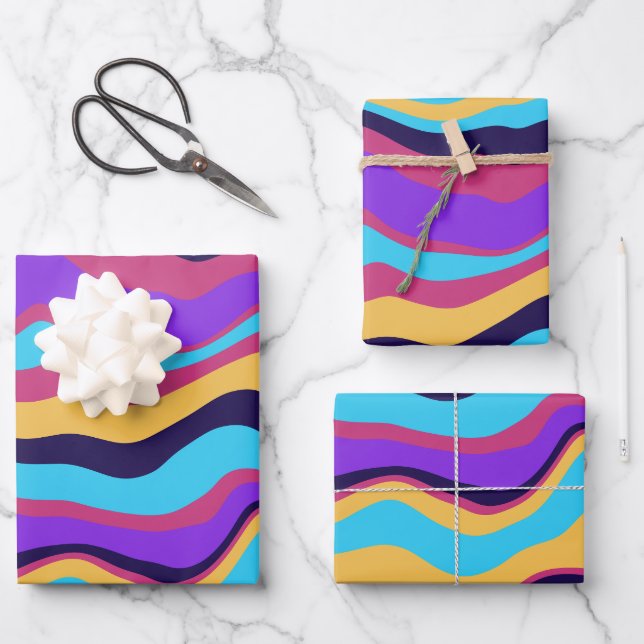 Abstract Waves Wrapping Paper Sheet (Front)