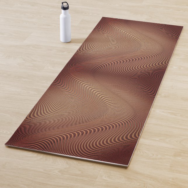 Abstract Waves Yoga Mat Brown (In Situ)