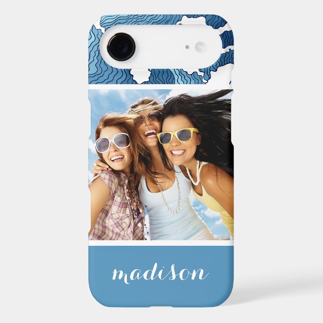 Abstract Waves | Your Photo & Name Case-Mate iPhone Case (Back)