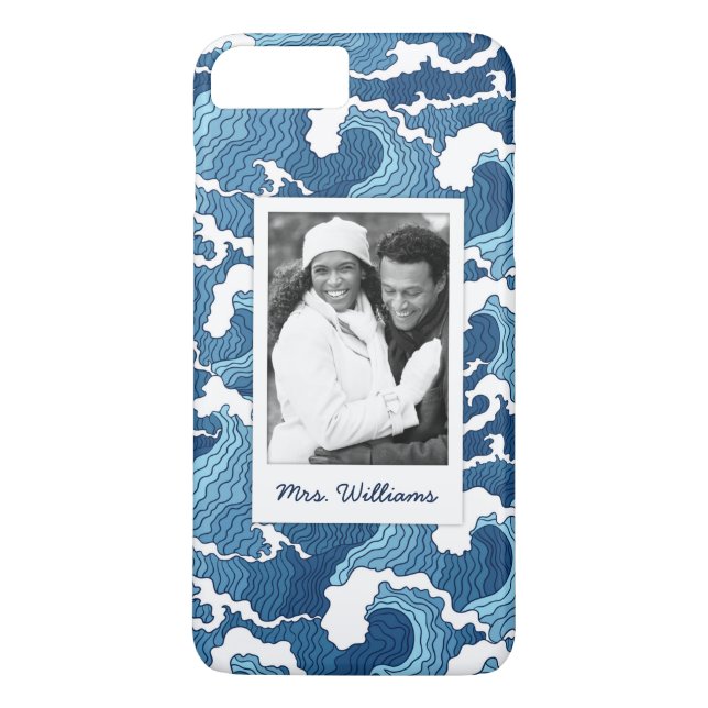 Abstract Waves | Your Photo & Name Case-Mate iPhone Case (Back)