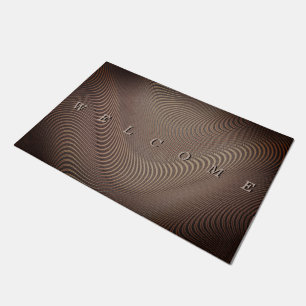 Abstract Wavy Art Brown Doormat