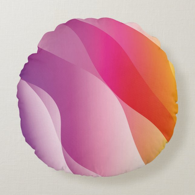 Abstract Wavy Background. Illustration with Colour Round Cushion (Front)