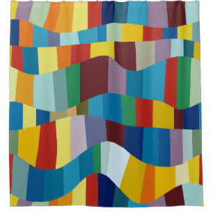 Abstract Wavy Colour Patchwork 291020 Shower Curtain