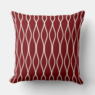 Abstract Wavy Geometric Pattern on Maroon Cushion