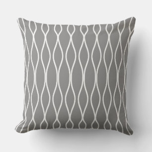 Abstract Wavy Geometric Pattern on Silver Grey Cushion