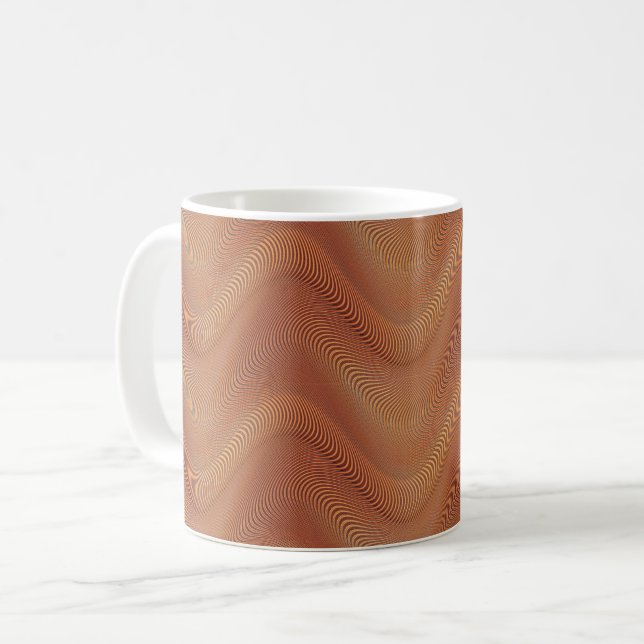 Abstract Wavy Golden Art Coffee Mug (Front Left)