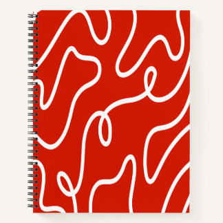 Abstract Wavy Line Art Bold Red Minimalist Pattern Notebook