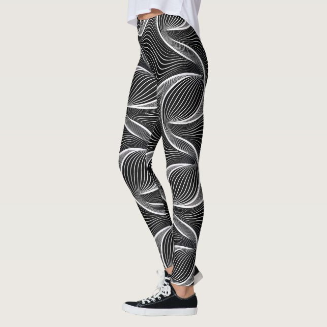 Abstract Wavy Line Illusion | Seamless Flowing  Leggings (Left)