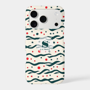 Abstract Wavy Lines and Geometric Shapes Pattern