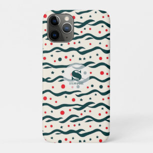 Abstract Wavy Lines and Geometric Shapes Pattern iPhone 11 Pro Case