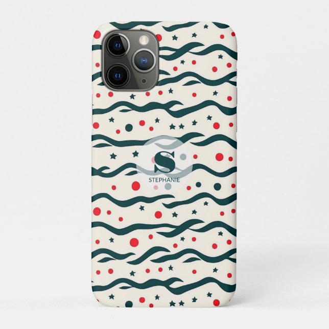 Abstract Wavy Lines and Geometric Shapes Pattern Case-Mate iPhone Case (Back)