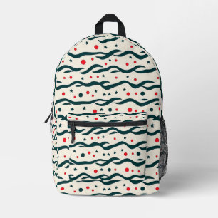 Abstract Wavy Lines and Geometric Shapes Pattern Printed Backpack