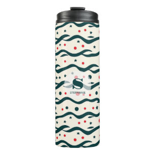 Abstract Wavy Lines and Geometric Shapes Pattern Thermal Tumbler