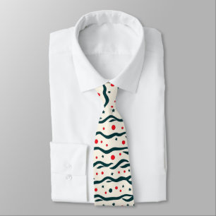 Abstract Wavy Lines and Geometric Shapes Pattern Tie