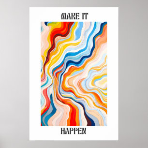 Abstract Wavy Lines Art Print Colourful Home Offic