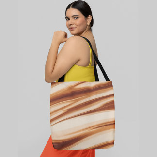 Abstract wavy lines in shades of orange and brown  tote bag