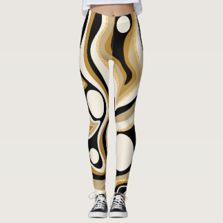 Abstract Wavy Lines Pattern Background Leggings