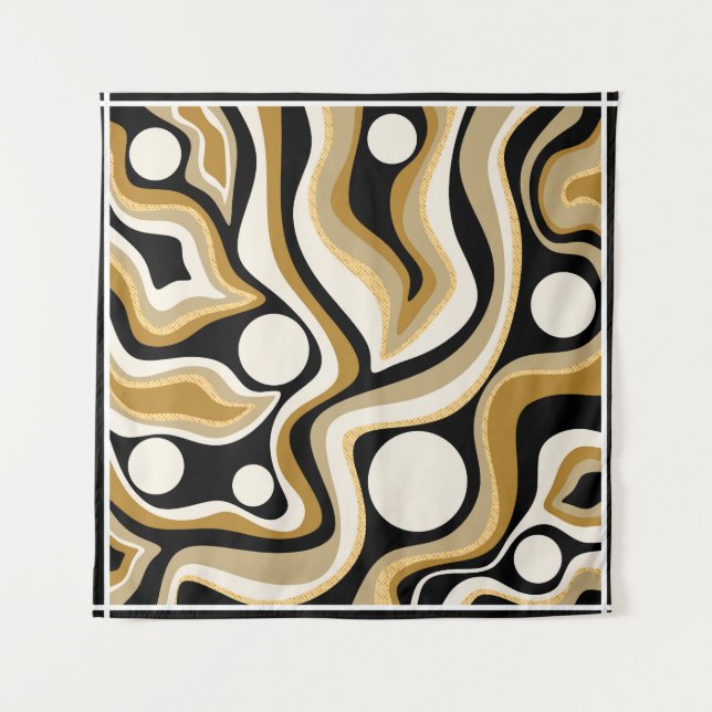 Abstract Wavy Lines Pattern Background Tapestry (Front)