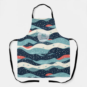 Abstract Wavy Lines with Snowflake Dots Apron