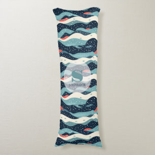 Abstract Wavy Lines with Snowflake Dots Body Cushion