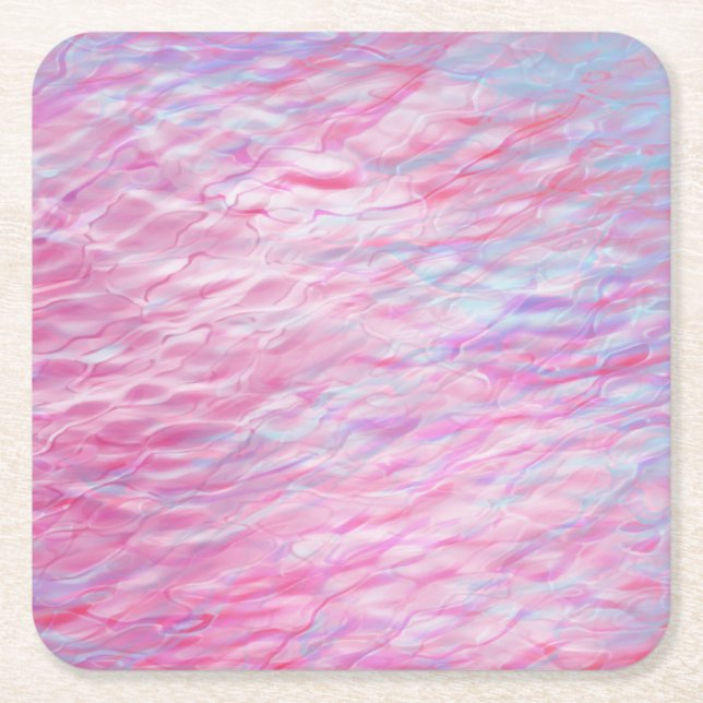 Abstract wavy pattern square paper coaster (Front)