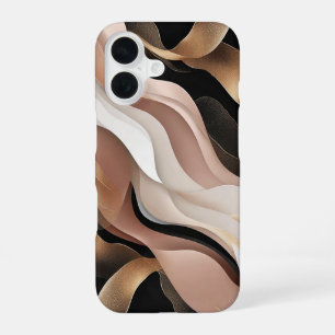 Abstract Wavy Patterns with Elegant Gold iPhone 16 Case