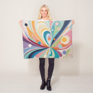 Abstract wavy shapes fleece blanket