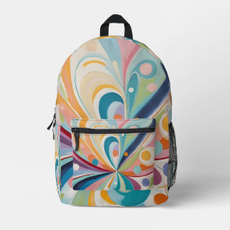 Abstract wavy shapes printed backpack