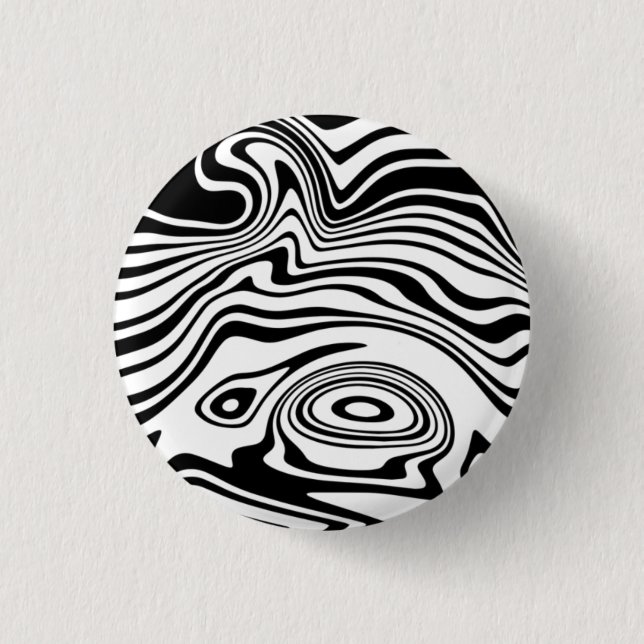 Abstract Wavy Striped Black and White Button (Front)