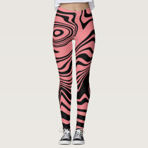 Abstract Wavy Striped Leggings with Custom Colours
