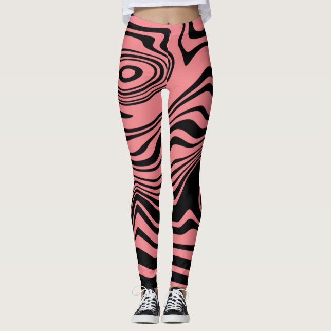 Abstract Wavy Striped Leggings with Custom Colours (Front)
