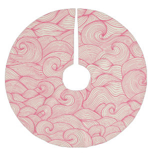 Abstract wavy strokes, vintage pattern. brushed polyester tree skirt