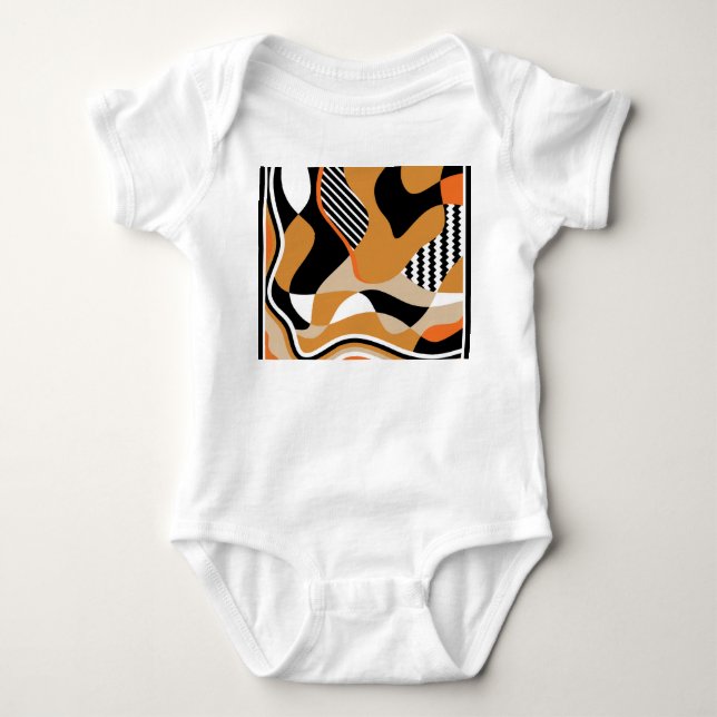 Abstract wavy: vintage black pattern baby bodysuit (Front)
