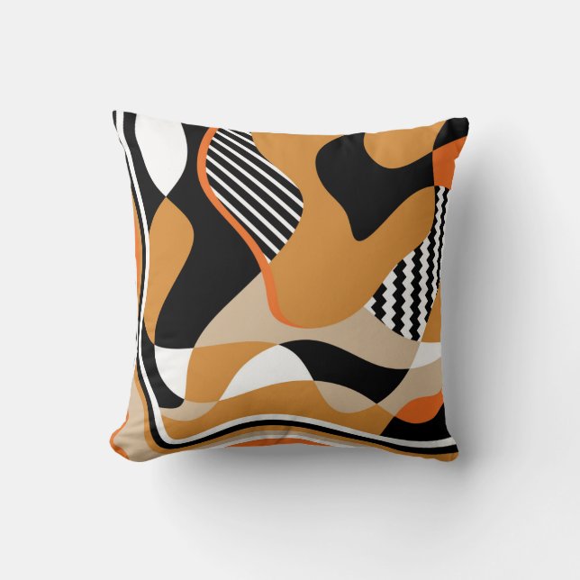 Abstract wavy: vintage black pattern cushion (Front)