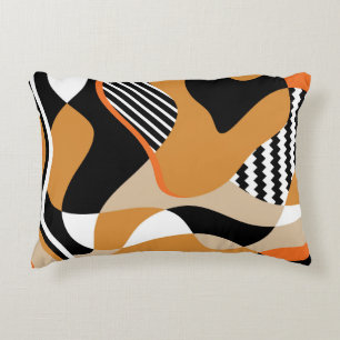 Abstract wavy: vintage black pattern decorative cushion