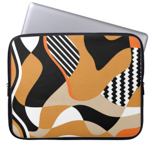 Abstract wavy: vintage black pattern laptop sleeve