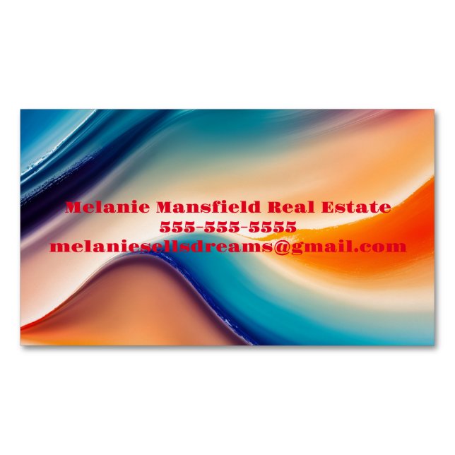 Abstract Wavy WAVES Magnetic Business Card (Front)
