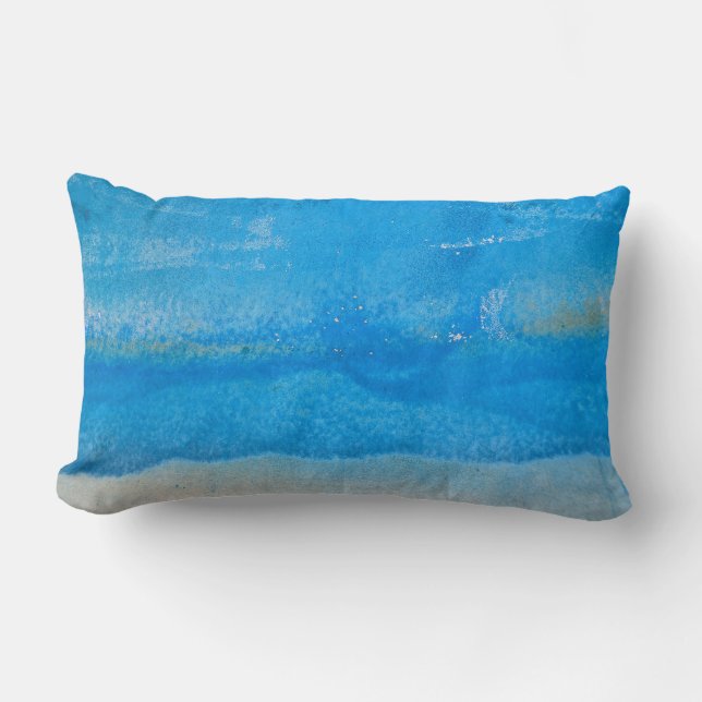 abstract weathered aqua paint pattern lumbar cushion (Front)