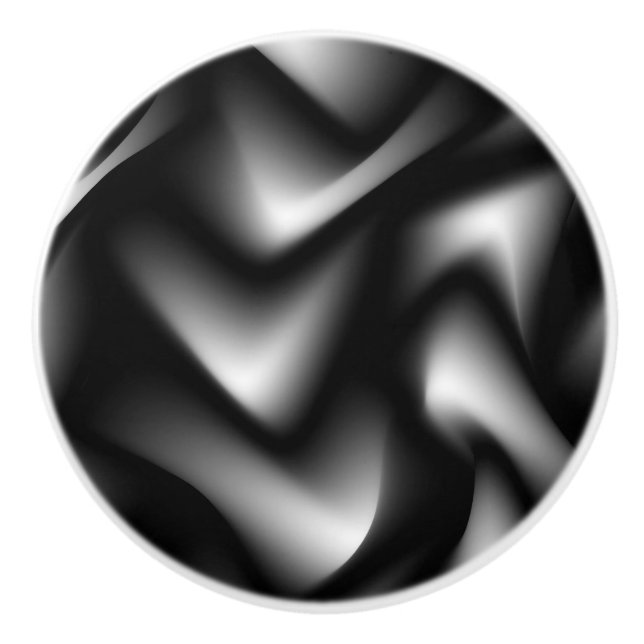 Abstract Weave in Black & White Ceramic Knob (Front)