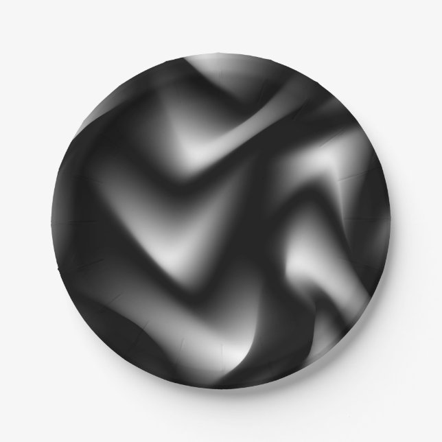 Abstract Weave in Black & White Paper Plate (Front)