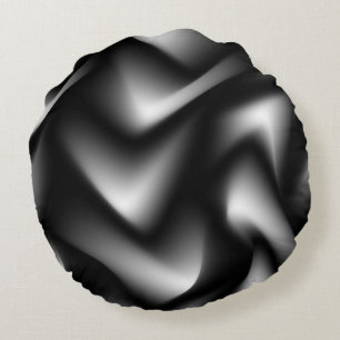 Abstract Weave in Black & White Round Cushion