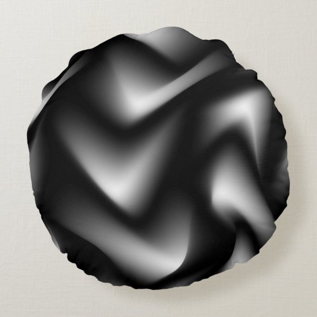 Abstract Weave in Black & White Round Cushion (Back)