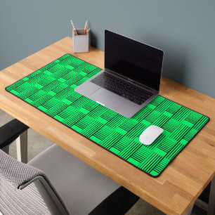 Abstract Weave On Neon Green Desk Mat