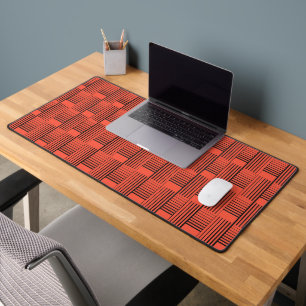 Abstract Weave On Orange Desk Mat