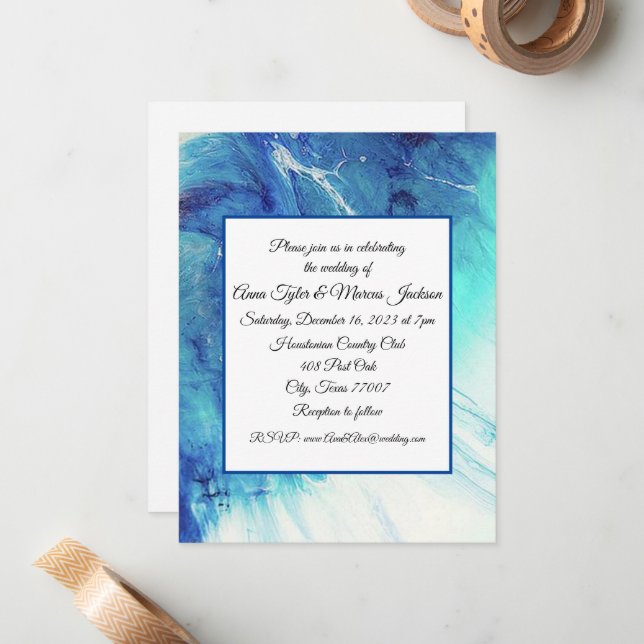 Abstract Wedding invitation flat card (Front/Back In Situ)