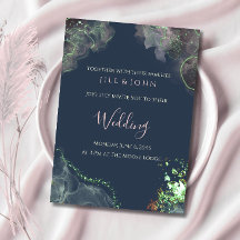  Abstract Wedding Invitation Green Navy Pink