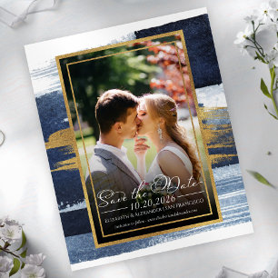 Abstract Wedding Save the Date Invitations Blue