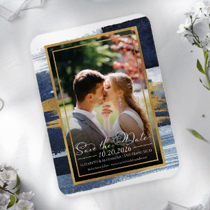Abstract Wedding Save the Date Invitations   Blue  Magnet