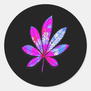 Abstract Weed Leaf Classic Round Sticker