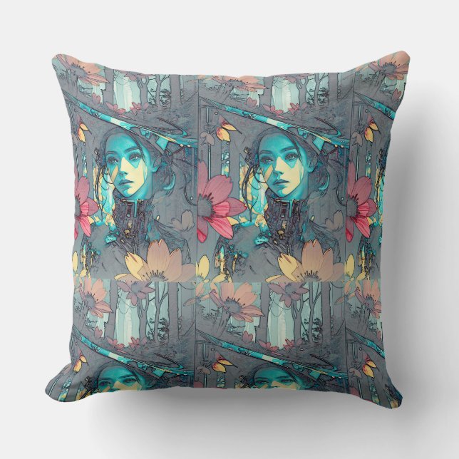 Abstract whimsical art design Throw Pillow (Front)